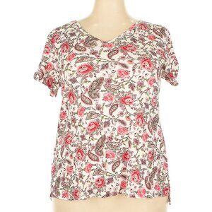 J. Jill Short-Sleeve T-Shirt; Womens Size XL; 100% Pima Cotton; Floral Design